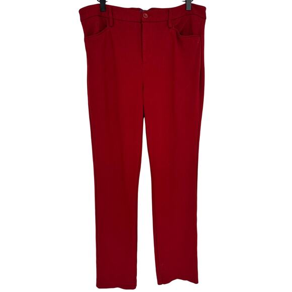 NYDJ Bright Red Leggings High Waisted Pockets Zipper/Button Casual Stretch 12 - Picture 1 of 8